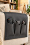 3-Pocket Leather Seat Organizer – Remote Control and Phone Holder, Black - 2