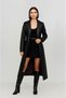 Women's Padded, Pocketed, Lined Leather Trench Coat with Epaulet Detail on the Sleeves - 6