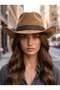 Women's Internally Adjustable Nubuck Cowboy Hat Trilby Hat - 3