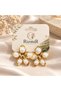Gold Pearlescent Flower Earrings