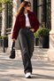 Women's Crop Jacket with Zipper Pockets, Short Cashmere Jacket, Casual Stylish Oversized Coat - 5