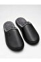 Men's House Slippers Black Leather with Fur Inside Plush Warm Sole Winter Comfortable Slippers Dowry Slippers Stc1374 - 2