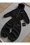 Premium Detailed Baggy Unisex Tracksuit Set Black - 3