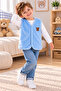 Boy's Plush Fleece Vest with Light Blue Teddy Bear Detail - 2