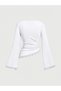 White Asymmetrical Hem Lace Detailed Spanish Sleeve Blouse - 2