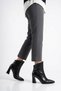 Nordas Cut-Shaped Pointed Toe Mid-Stitched Women's Heeled Boots Black Wrinkled - 5