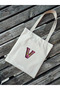 Canvas Tote Shoulder Bag Women's Daily Bag Suitable for A4 Size Handmade Natural Fabric Large Tote Bag Name Printed, Letter Printed Bag - 2