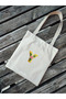 Canvas Tote Shoulder Bag Women's Daily Bag Suitable for A4 Size Handmade Natural Fabric Large Tote Bag Name Printed, Letter Printed Bag - 2