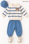 Baby Boy Set with Teddy Bear Detail, Striped 2-Piece Top and Bottom Set, Seasonal - 4