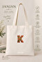 Canvas Tote Shoulder Bag Women's Daily Bag Suitable for A4 Size Handmade Natural Fabric Large Tote Bag Name Printed, Letter Printed Bag