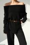 Women's Black Madonna Collar Asymmetrical Cut Knitwear Sweater - 5