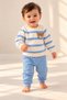 Baby Boy Set with Teddy Bear Detail, Striped 2-Piece Top and Bottom Set, Seasonal - 6