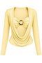 Women's Buckle Detailed Degaje Collar Long Sleeve Stylish Blouse - 3