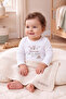 Long Sleeve White Baby Bodysuit with the Text "Every Day with My Aunt" and "Eid" Printed on It, Cotton Snap Fastener Bodysuit 5992