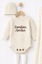 Girl Boy Baby Name Embroidered Blanket Knitwear Newborn Bodysuit Long Sleeve Baby Bodysuit Gift - 3