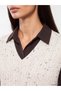 Alita City Lcw Everyday Ecru Knitwear Patterned Short Women's Sweater with a Difference - 3