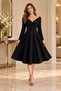 Women's Long Sleeve Double Breasted Collared Pleated Midi Dress