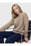 Alita City Farkıyla Xside Brown Oval Collar Oversize Women's Knitwear Sweater