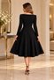 Women's Long Sleeve Double Breasted Collared Pleated Midi Dress - 3