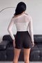 Women's One-Shoulder Low-Cut Long Sleeve Tulle Detailed Sandy Blouse - 6