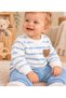 Baby Boy Striped Embossed Teddy Bear Embroidered Cotton Seasonal 2-Piece Top and Bottom Set - 6