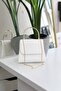 Women's White Leather Metal Handle Evening Dress Shoulder Bag - 3