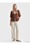 Alita City with a Difference Lcw Vision Brown Plain V-Neck Short Sleeve Women's Blouse - 2