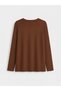 Alita City Lcw with a Difference Grace Brown Plain Oval Neck Long Sleeve Women's Blouse - 6