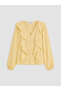 Alita City with a Difference from the Lcw Studio Yellow Plain V-Neck Long Sleeve Women's Blouse