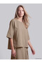 Alita City Lcw Vision Brown Plain Oval Neck Three Quarter Sleeve Women's Blouse