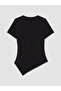 Alita City with a Difference in Color, Lcw Curve Black Plain Oval Neck Short Sleeve Women's Blouse - 5