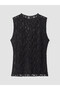 Alita City with a Difference, Lcw Curve Black Lace Patterned Oval Neck Sleeveless Women's Blouse - 5