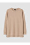 Two Mt Shop Quality Lcw Modest Beige Interlock Plain Comfortable & Relaxing Women's Sweatshirt Tunic - 5