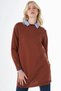 Turtleneck Basic Viscose Knitwear Tunic Red Brown