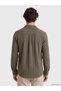 Ozmarka New Season Beige Slim Fit Striped Combed Cotton Men's Shirt - 4