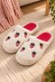 Candy Women's Ecru Strawberry Detailed Plush Soft and Comfortable House Slippers with Noise-Reducing Soles - 3