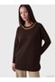 Ozmarka New Season Brown Soft Touch Stone Oversize Women's Sweatshirt Tunic