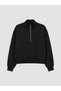 Alita City Farkıyla Xside Black High Collar Women's Thick Sweatshirt - 5