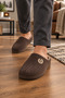 Toren Men's Brown Velvet Textured Non-Sound Sole Lightweight and Comfortable Daily Home Slippers - 4
