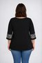Plus Size Three-Quarter Sleeve Blouse with Piping and Ankle-Length Zebra Detail - 3