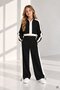 Black Girls' Zipper Collar Crop Sweatshirt Striped Wide Leg Sweatpants Set 24941