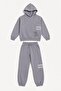 Anthracite Boy's Hooded Tracksuit Set with Embroidered Lettering and Emblem 24808 - 4