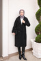 Black Double Breasted Collared Lined Cashmere Coat - 3