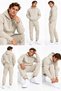 Men's 3 Thread Track Suit Set with Hooded Elasticized Cuffs (Soft Puff Fabric) Smoked Gray Brown Black Stone - 3