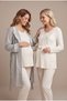 Women's Patterned Lace Long Sleeve Maternity Pajama Set with Nursing Detail and Dressing Gown