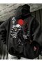 Men's Japanese Warrior Double-Sided Printed Premium Hooded 2-Thread Oversize Sweatshirt