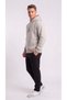 Men's Stone Color Cold Weather Resistant Hooded 3 Thread Sweatshirt with Side Pockets - 3