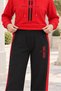Women's Long Sleeve Hooded Printed Soft Textured Stretchy Sweatshirt and Printed Soft Textured Stretchy Pants with Elastic Waist and Pockets Stylish and Sporty Casual Red Two-Piece Set - 2