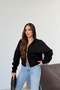 Women's Black Glittery Cotton Sweatshirt with Double Zipper Detail - 2