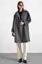 Reglan Sleeve Double Breasted Large Size Coat Dark Gray 3189 - 4